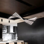 Modern Fishbone Linear Chandelier - Industrial Multi-Light Pendant for Dining Table & Island