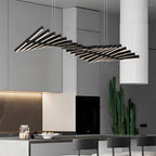 Modern Fishbone Linear Chandelier - Industrial Multi-Light Pendant for Dining Table & Island