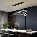 Modern Fishbone Linear Chandelier - Industrial Multi-Light Pendant for Dining Table & Island
