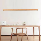 Linear Wood Pendant Light - Modern Organic Hanging Bar for Kitchen Island & Dining Table