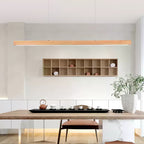 Linear Wood Pendant Light - Modern Organic Hanging Bar for Kitchen Island & Dining Table