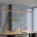 Linear Wood Pendant Light - Modern Organic Hanging Bar for Kitchen Island & Dining Table