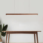 Linear Wood Pendant Light - Modern Organic Hanging Bar for Kitchen Island & Dining Table