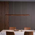 Linear Wood Pendant Light - Modern Organic Hanging Bar for Kitchen Island & Dining Table