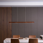 Linear Wood Pendant Light - Modern Organic Hanging Bar for Kitchen Island & Dining Table