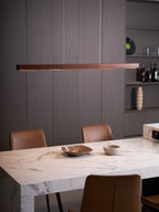 Linear Wood Pendant Light - Modern Organic Hanging Bar for Kitchen Island & Dining Table