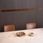 Linear Wood Pendant Light - Modern Organic Hanging Bar for Kitchen Island & Dining Table