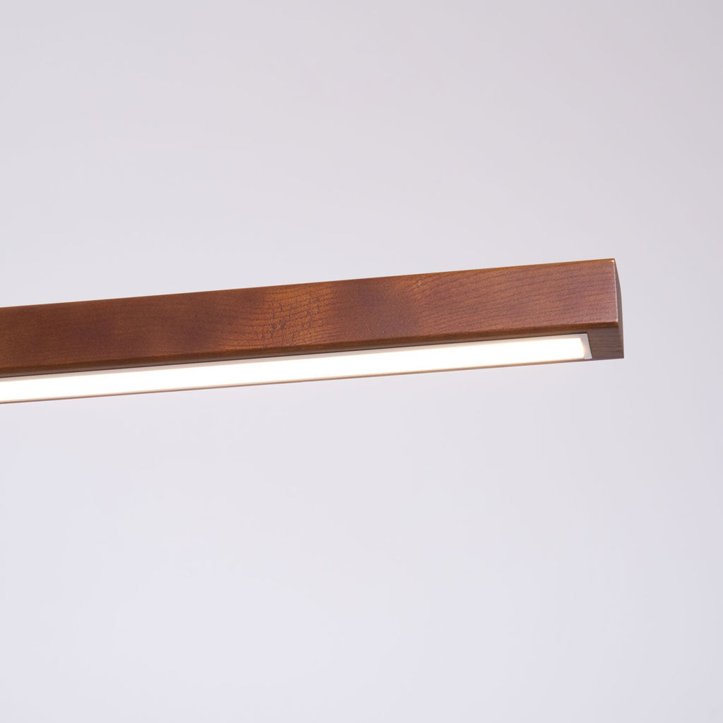 Linear Wood Pendant Light - Modern Organic Hanging Bar for Kitchen Island & Dining Table