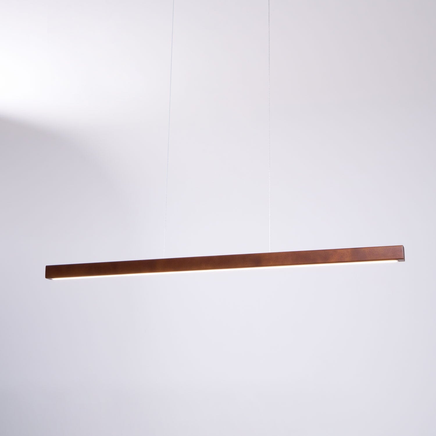Linear Wood Pendant Light - Modern Organic Hanging Bar for Kitchen Island & Dining Table