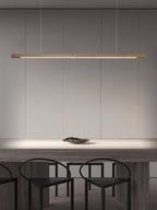 Linear Wood Pendant Light - Modern Organic Hanging Bar for Kitchen Island & Dining Table