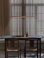 Linear Wood Pendant Light - Modern Organic Hanging Bar for Kitchen Island & Dining Table