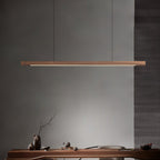 Linear Wood Pendant Light - Modern Organic Hanging Bar for Kitchen Island & Dining Table