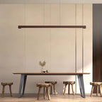Linear Wood Pendant Light - Modern Organic Hanging Bar for Kitchen Island & Dining Table
