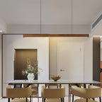Linear Wood Pendant Light - Modern Organic Hanging Bar for Kitchen Island & Dining Table