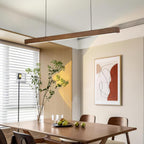 Linear Wood Pendant Light - Modern Organic Hanging Bar for Kitchen Island & Dining Table