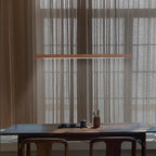 Linear Wood Pendant Light - Modern Organic Hanging Bar for Kitchen Island & Dining Table