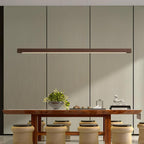 Linear Wood Pendant Light - Modern Organic Hanging Bar for Kitchen Island & Dining Table