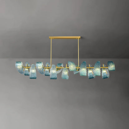 modern blue art glass chandelier