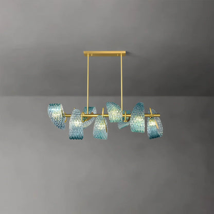 blue art glass chandelier