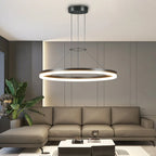 Modern Circular LED Pendant - Minimalist Halo Hanging Light for Living Room & Kitchen Island