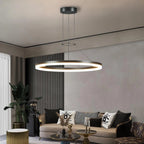 Modern Circular LED Pendant - Minimalist Halo Hanging Light for Living Room & Kitchen Island