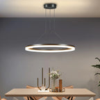 Modern Circular LED Pendant - Minimalist Halo Hanging Light for Living Room & Kitchen Island