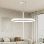 Modern Circular LED Pendant - Minimalist Halo Hanging Light for Living Room & Kitchen Island