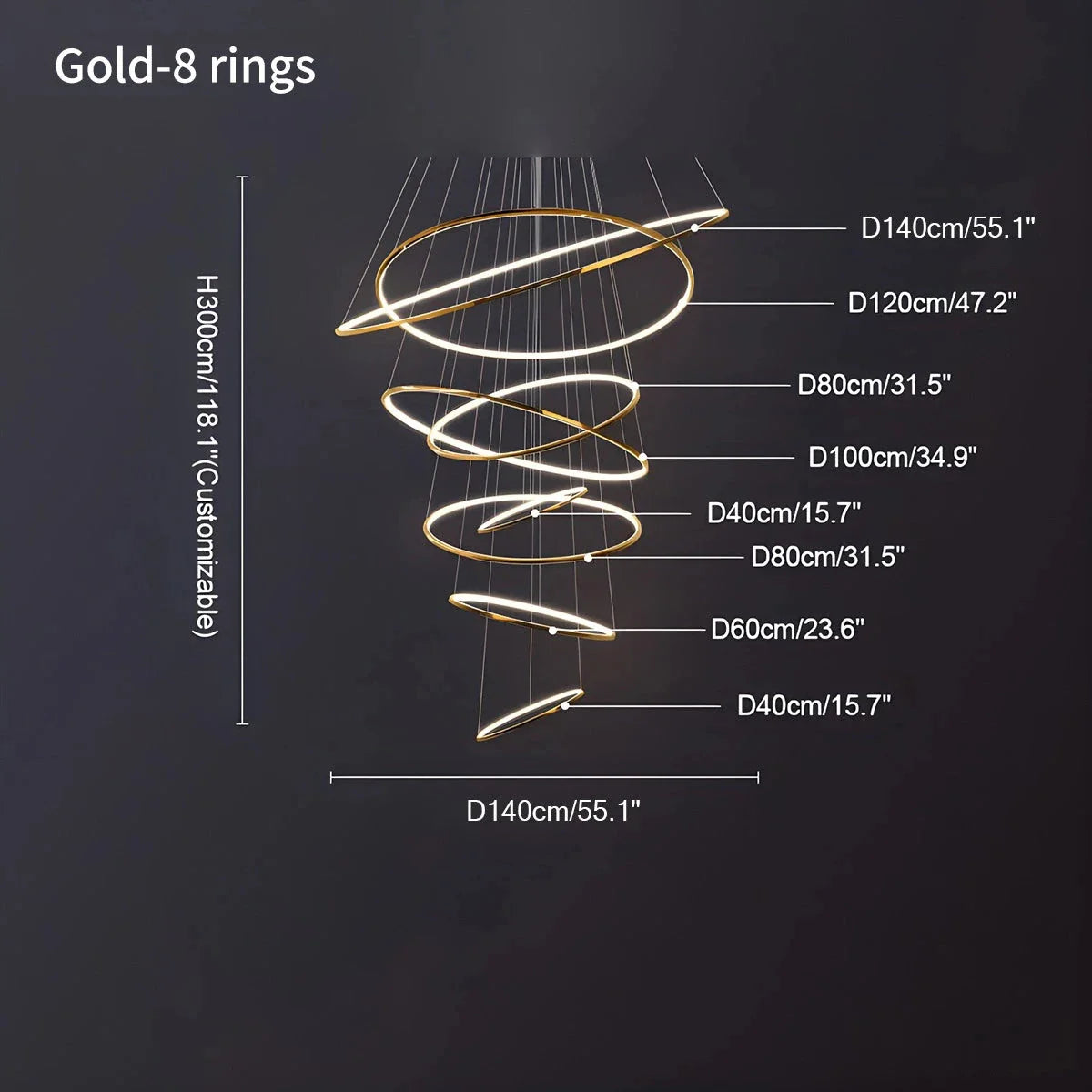 Grand Tiered Ring Chandelier - Modern Luxury Multi-Tier Lighting for Foyer & High Ceiling