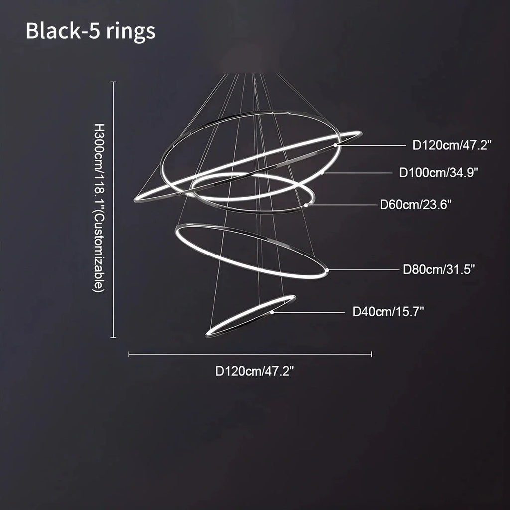 Grand Tiered Ring Chandelier - Modern Luxury Multi-Tier Lighting for Foyer & High Ceiling