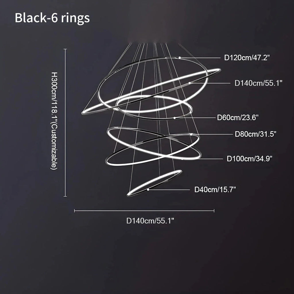 Grand Tiered Ring Chandelier - Modern Luxury Multi-Tier Lighting for Foyer & High Ceiling