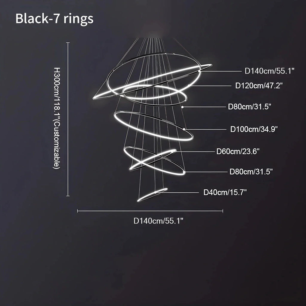 Grand Tiered Ring Chandelier - Modern Luxury Multi-Tier Lighting for Foyer & High Ceiling
