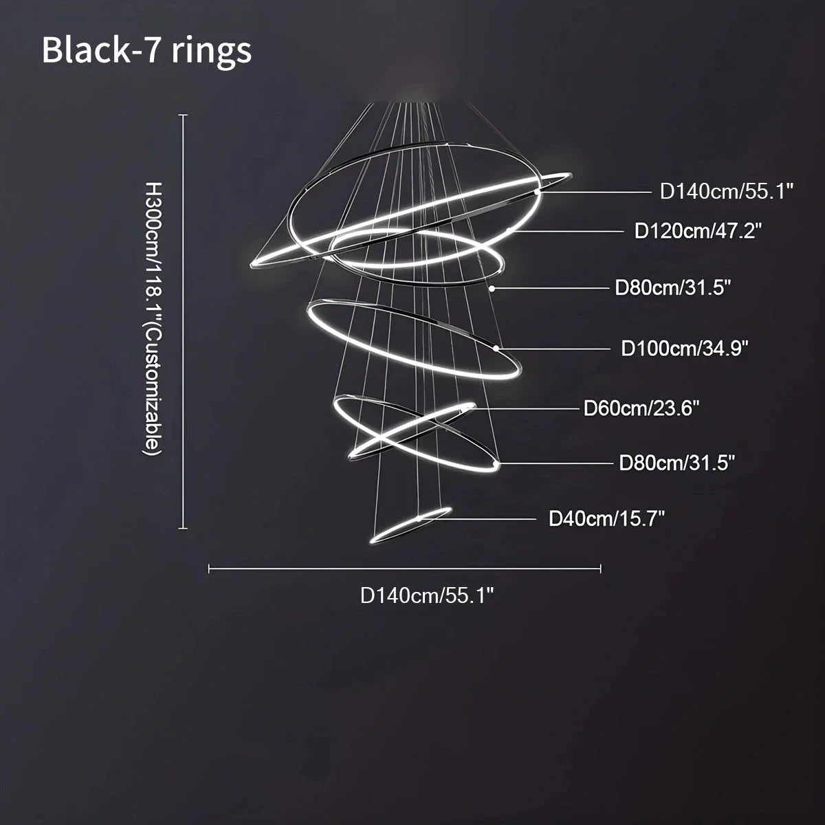 Grand Tiered Ring Chandelier - Modern Luxury Multi-Tier Lighting for Foyer & High Ceiling