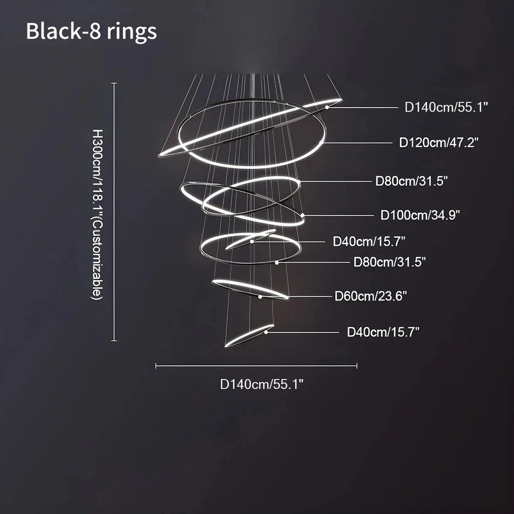 Grand Tiered Ring Chandelier - Modern Luxury Multi-Tier Lighting for Foyer & High Ceiling