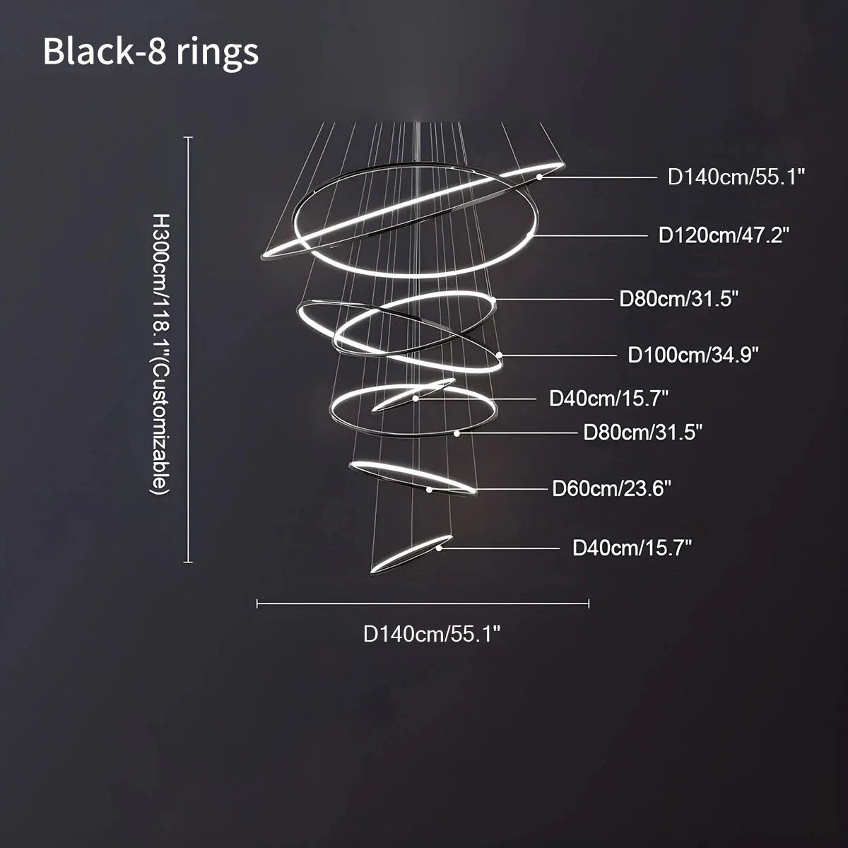 Grand Tiered Ring Chandelier - Modern Luxury Multi-Tier Lighting for Foyer & High Ceiling