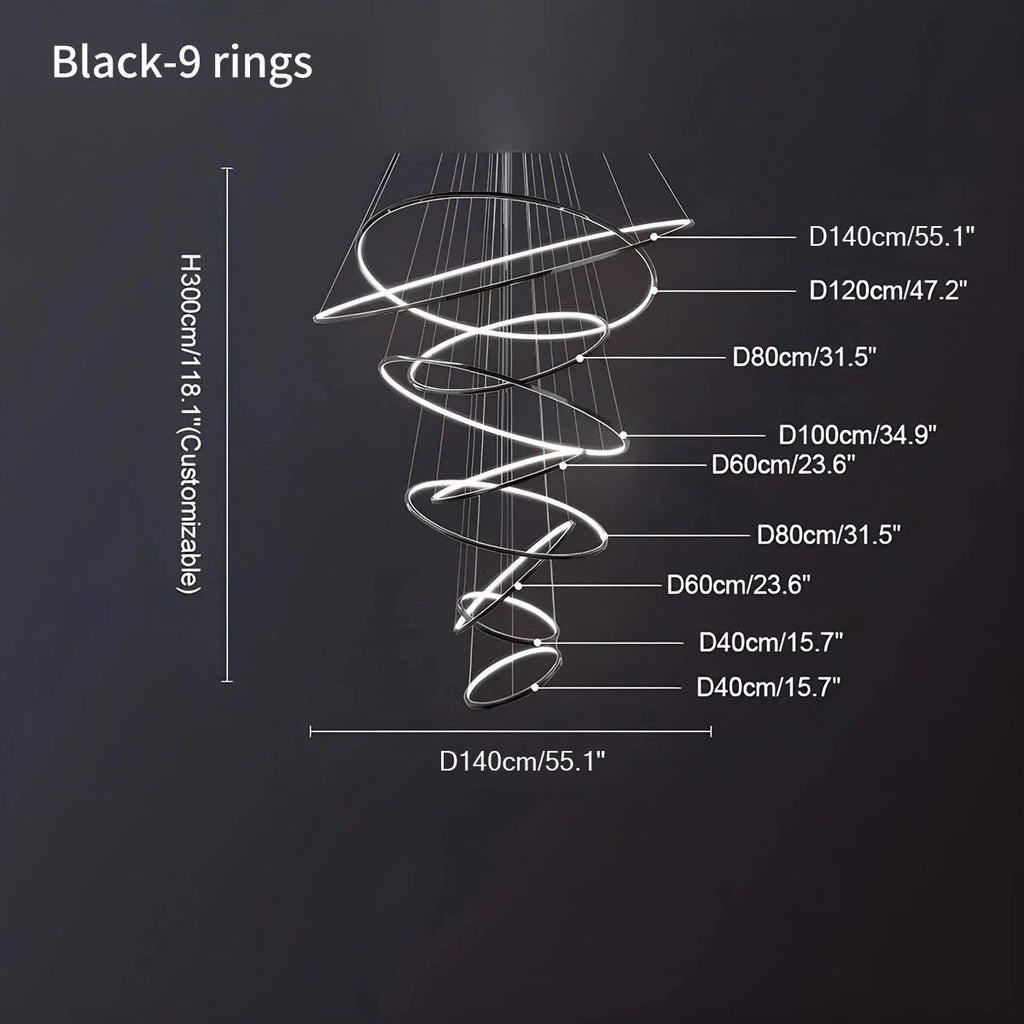 Grand Tiered Ring Chandelier - Modern Luxury Multi-Tier Lighting for Foyer & High Ceiling