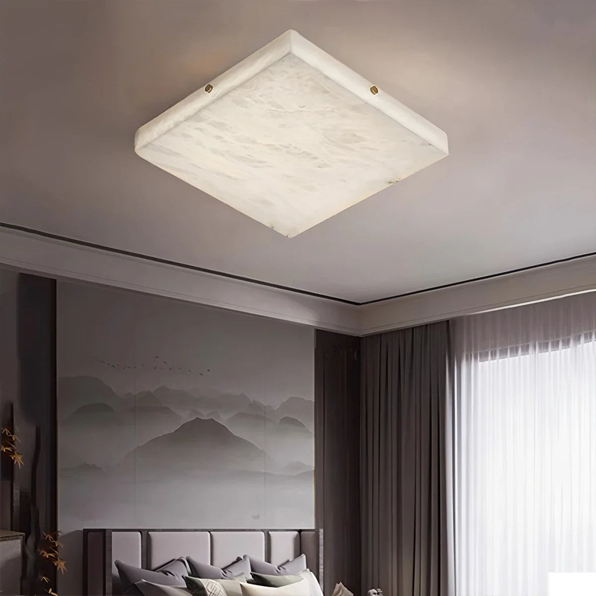 Alabaster Flush Mount Ceiling Light for Bedroom