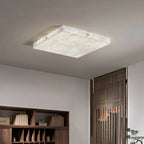 Ultra-Slim Alabaster Ceiling Light - Luxury Spanish Stone Square Flush Mount for Bedroom