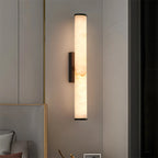 Modern Spanish Alabaster Sconce - Luxury Cylindrical Natural Stone Wall Light for Hallway & Bedroom
