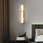 Modern Spanish Alabaster Sconce - Luxury Cylindrical Natural Stone Wall Light for Hallway & Bedroom