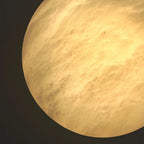 Modern Alabaster Moon Sconce - Luxury Spanish Stone Circular Wall Lamp for Bedroom & Hallway