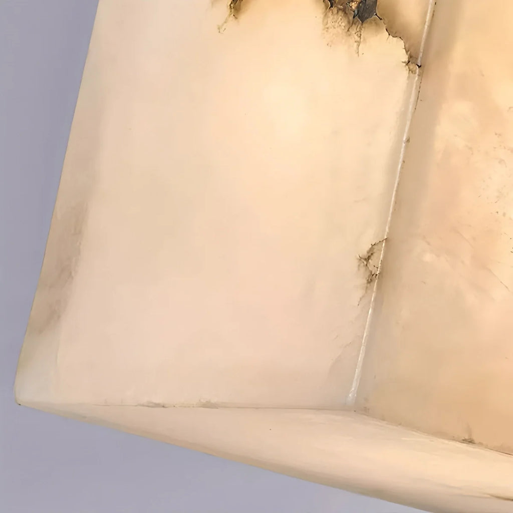 Modern Square Alabaster Sconce - Luxury Spanish Stone Cube Wall Light for Living Room