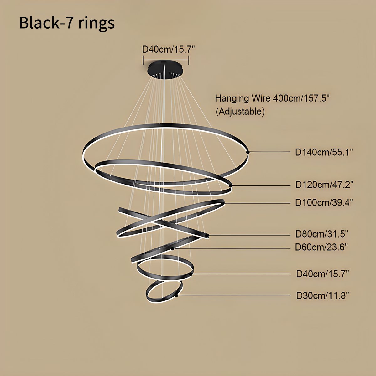 Tiered Ring Chandelier for High Ceilings