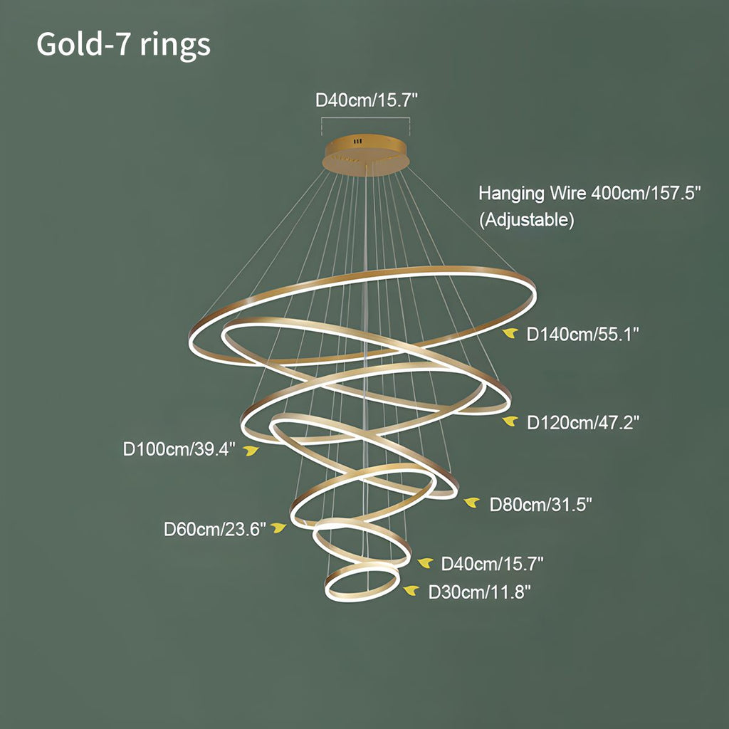 Grand Tiered Circle Chandelier - Modern Luxury Multi-Layer Ring Light for High Ceilings