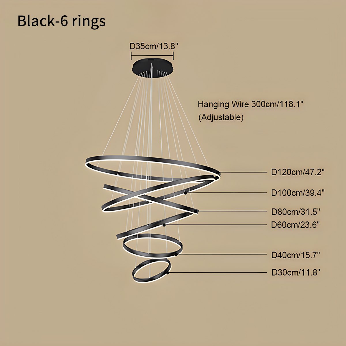 Tiered Ring Chandelier for High Ceilings