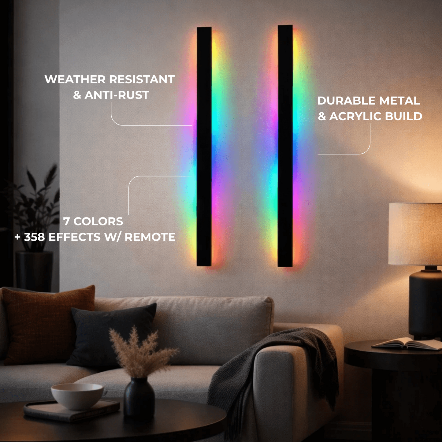 Arcato Minimalist Wall Lamp – Waterproof Linear for Outdoor（RGB）