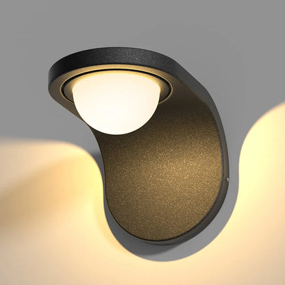 Irondale Modern Solar/Sensor Outdoor Wall Lamp - Black Metal Arc Design for Garden