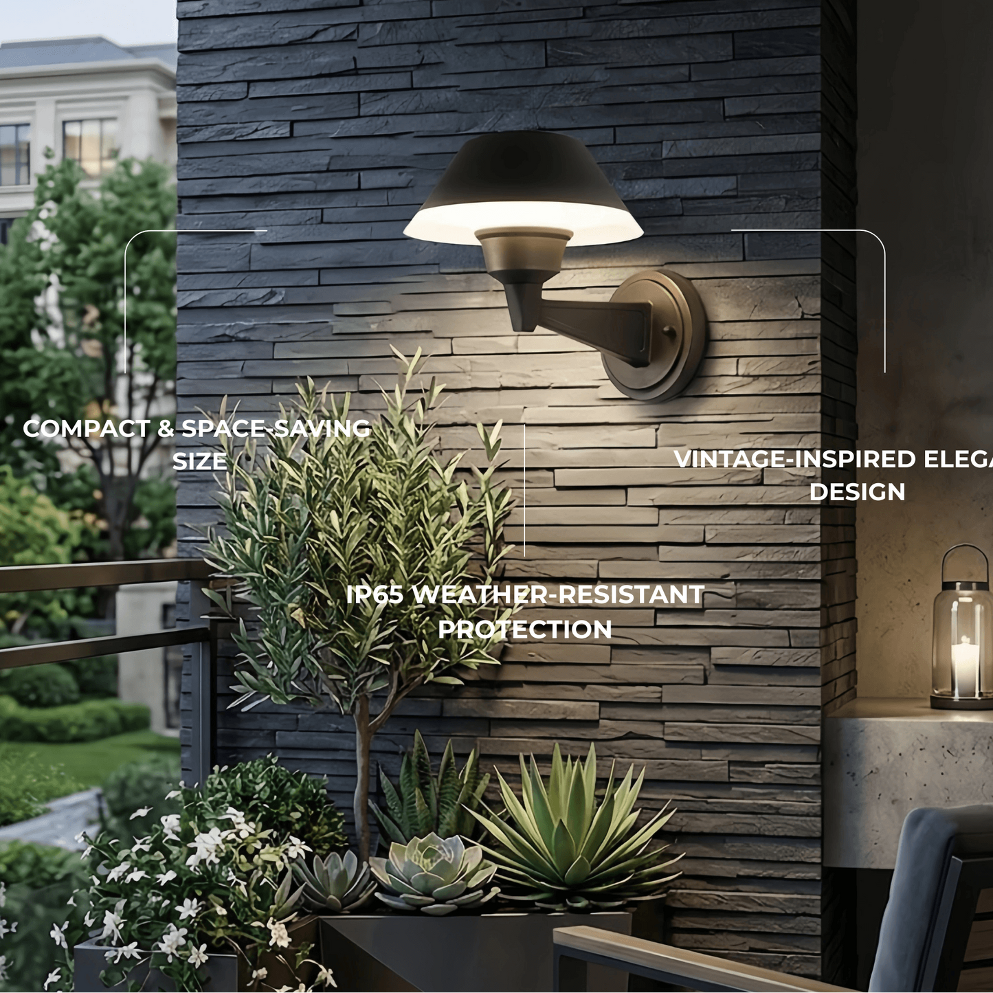 Irondale Vintage Outdoor Wall Sconce - Black Metal Hood Design for Garden & Patio