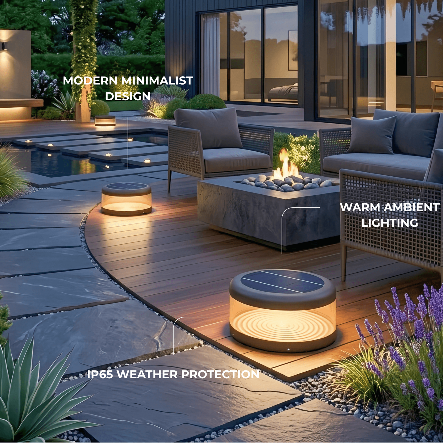 Irondale Modern Black Outdoor Pathway Lights Metal Acrylic Cylindrical Outdoor