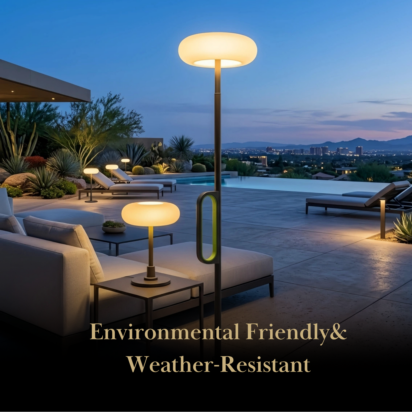 Irondale Modern Outdoor Floor Lamp - Black Metal & Acrylic Bowled Design for Courtyard