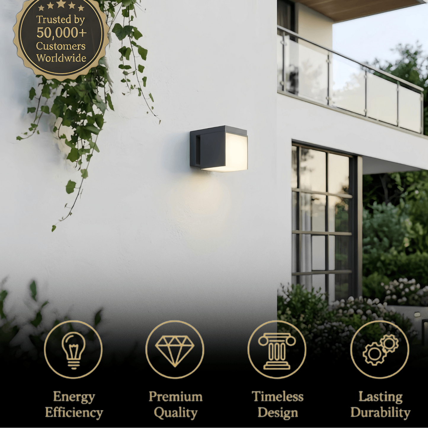 Irondale Modern Outdoor Wall Lamp - Black Metal Irregular Design for Exterior Wall